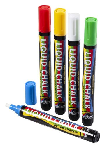 6mm Chisel Tip Chalk Pen Mixed Colours  (Pack 5)