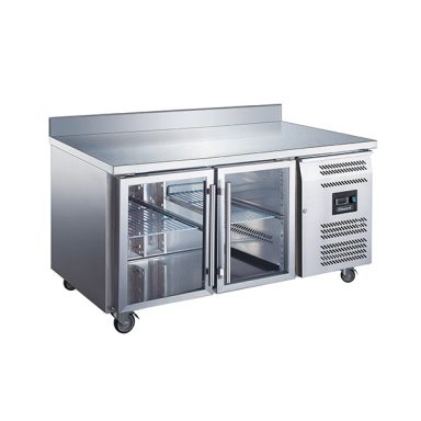 Blizzard HBC2CR 2 Glass Door GN1/1 Counter with Upstand