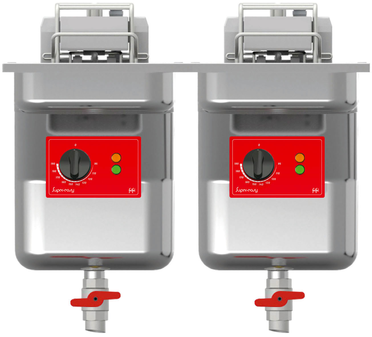 FriFri Super Easy 622 Electric Drop-in Twin Tank Fryer without Filtration - 2 Baskets - W 600 mm - 2 x 11.4 kW