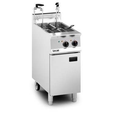 Lincat Opus 800 Electric Free-standing Twin Tank Fryer with Pumped Filtration – 2 Baskets – W 400 mm – 14.0 kW