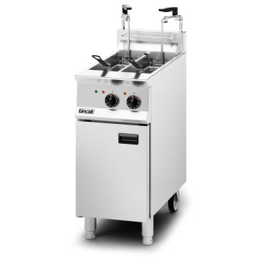 Lincat Opus 800 Electric Free-standing Twin Tank Fryer with Pumped Filtration – 2 Baskets – W 400 mm – 14.0 kW