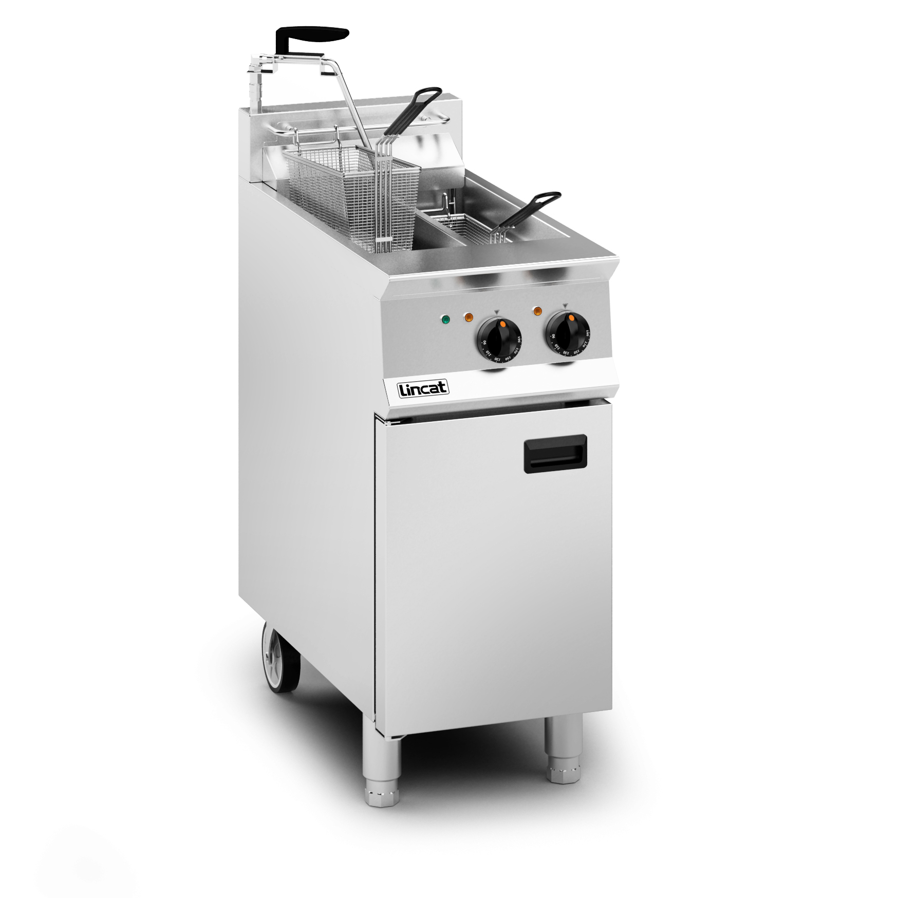 Lincat Opus 800 Electric Free-standing Twin Tank Fryer with Pumped Filtration - 2 Baskets - W 400 mm - 14.0 kW - Image 2