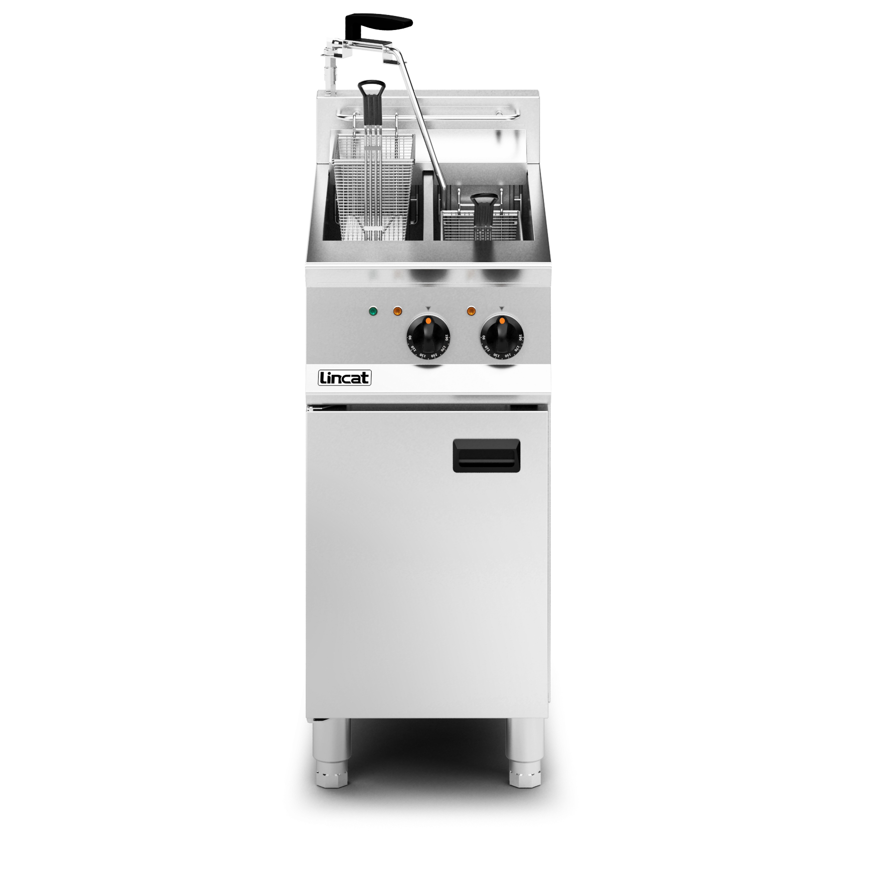 Lincat Opus 800 Electric Free-standing Twin Tank Fryer with Pumped Filtration - 2 Baskets - W 400 mm - 14.0 kW - Image 3