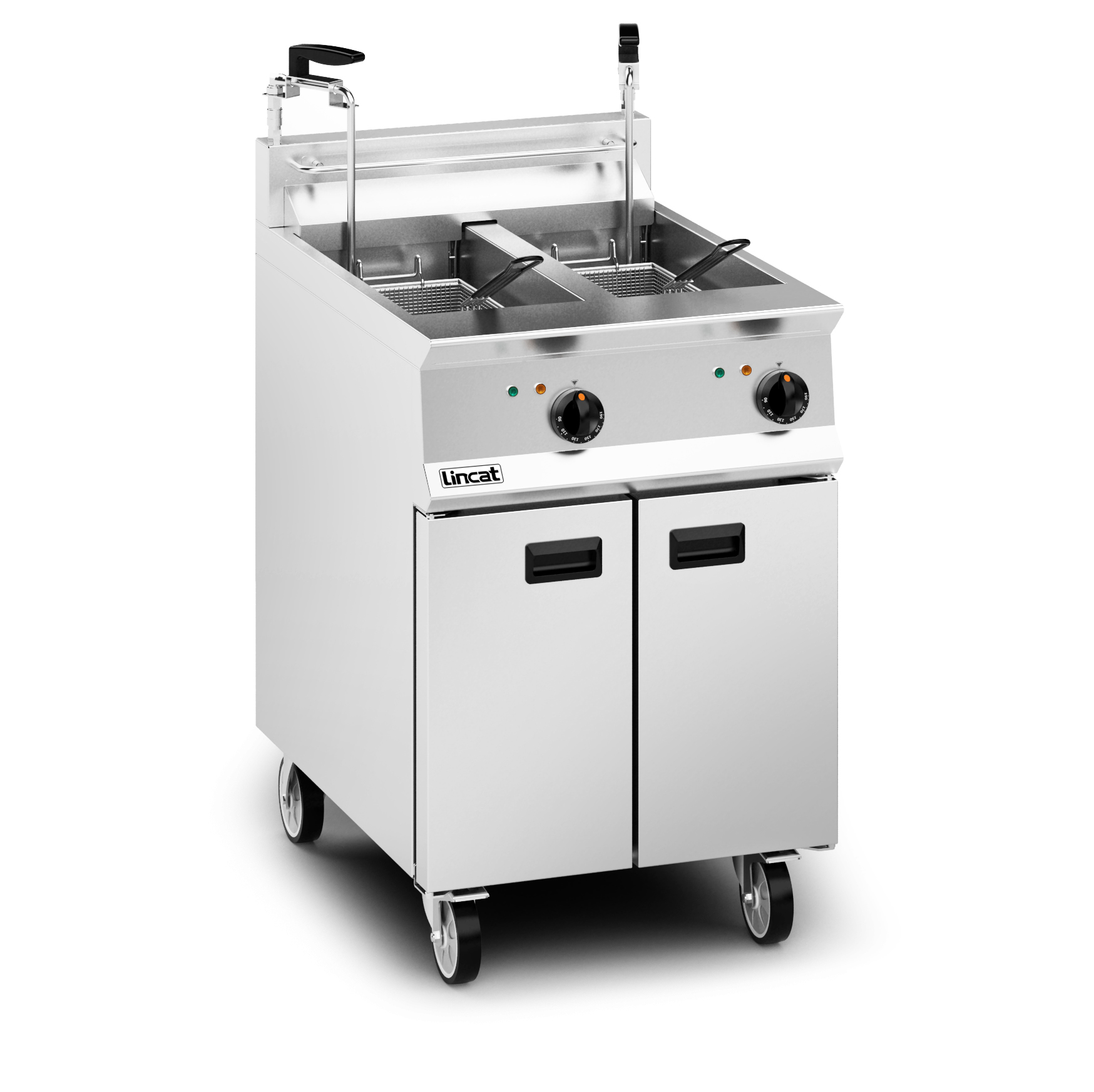 Lincat Opus 800 Electric Free-standing Twin Tank Fryer with Pumped Filtration - 2 Baskets - W 600 mm - 24.0 kW - Image 2