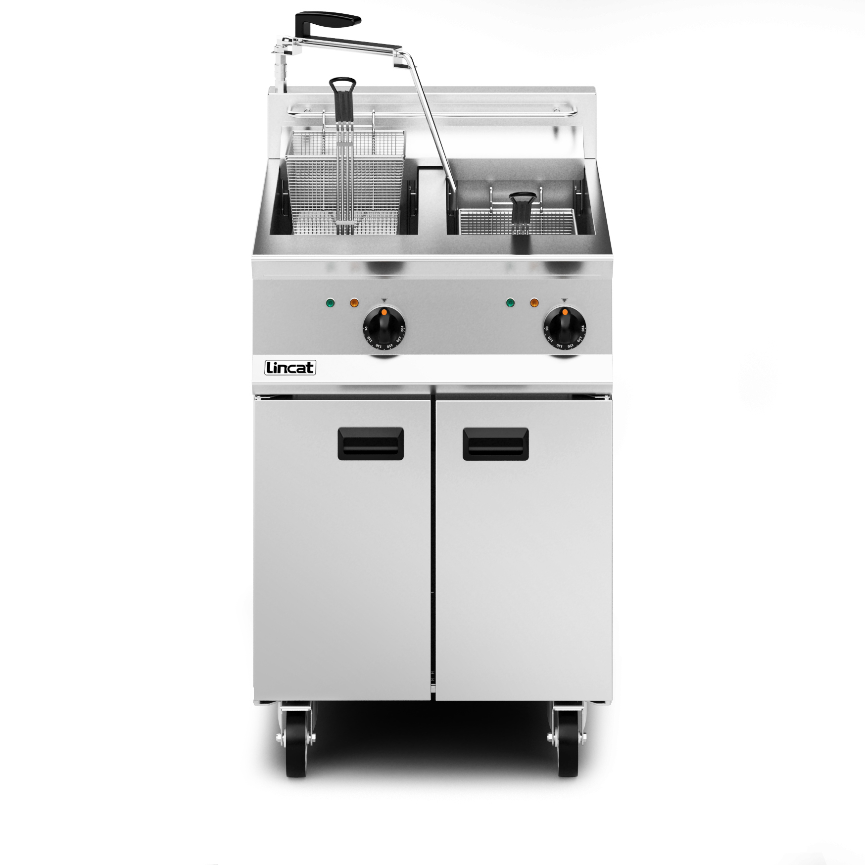 Lincat Opus 800 Electric Free-standing Twin Tank Fryer with Pumped Filtration - 2 Baskets - W 600 mm - 24.0 kW - Image 3