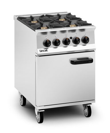Lincat Opus 800 Natural Gas Free-standing Oven Range [R/Hand Door] – 4 Burners – W 600 mm – 36.8 kW