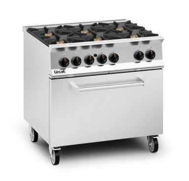 Lincat Opus 800 Natural Gas Free-standing Oven Range [Drop-Down Door] – 6 Burners – W 900 mm – 55.0 kW