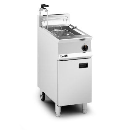 Lincat Opus 800 Natural Gas Free-standing Single Tank Fryer with Pumped Filtration - 2 Baskets - W 400 mm - 23.0 kW