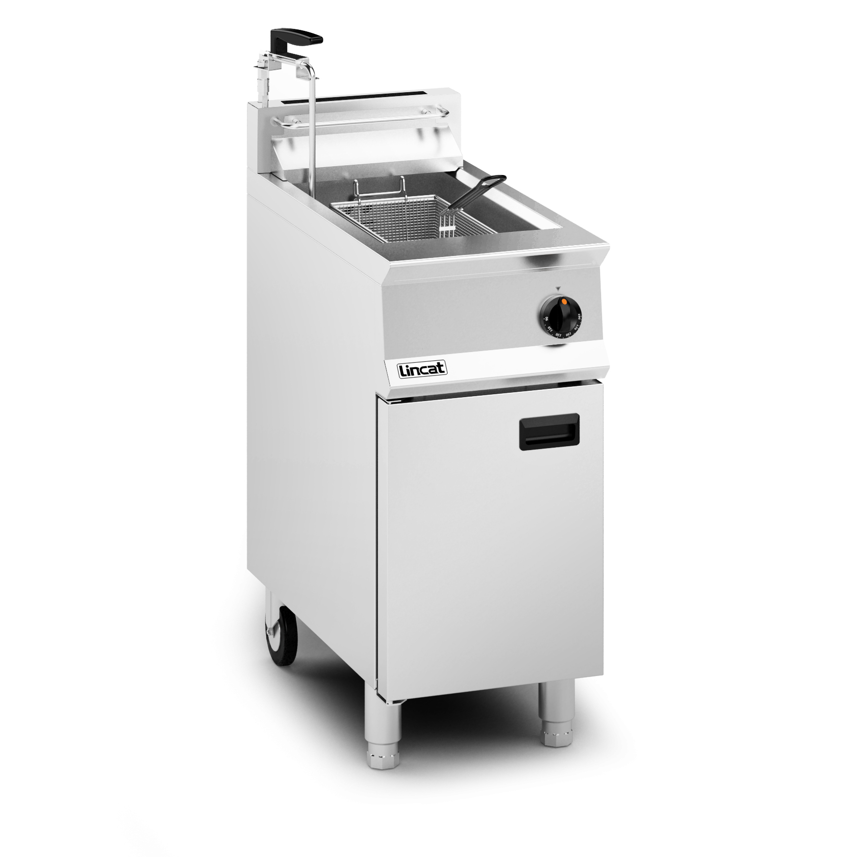 Lincat Opus 800 Natural Gas Free-standing Single Tank Fryer with Pumped Filtration - 2 Baskets - W 400 mm - 23.0 kW