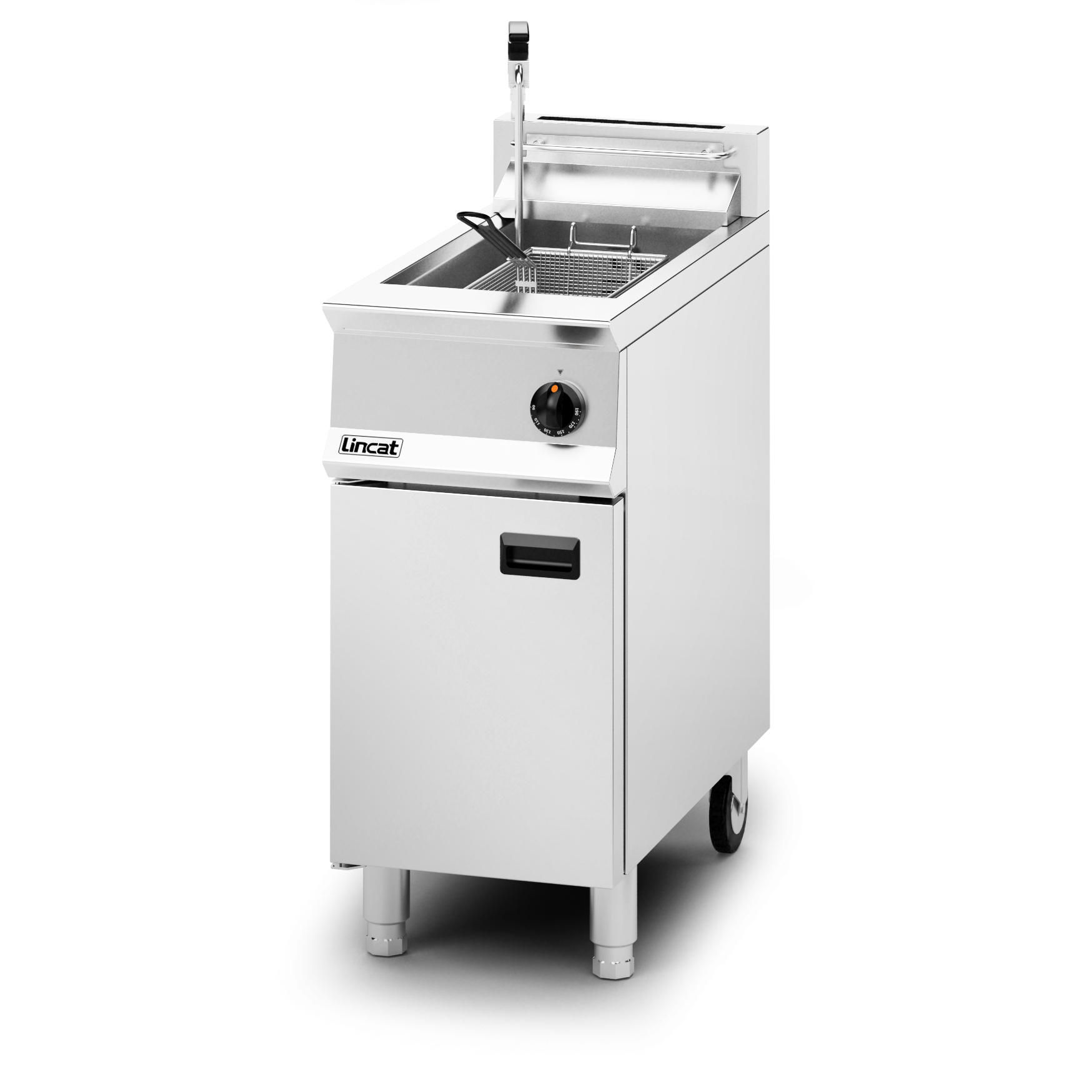 Lincat Opus 800 Natural Gas Free-standing Single Tank Fryer with Pumped Filtration - 2 Baskets - W 400 mm - 23.0 kW - Image 2