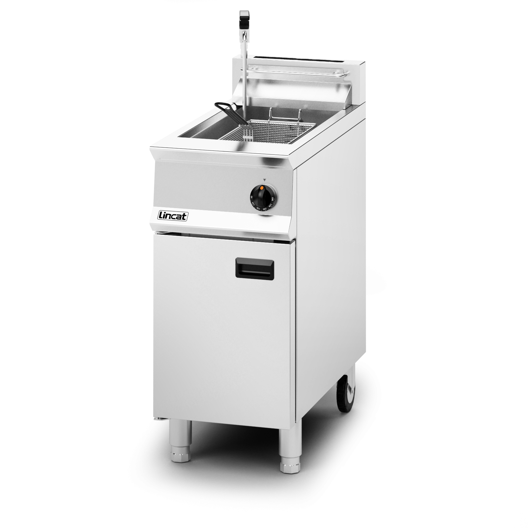 Lincat Opus 800 Propane Gas Free-standing Single Tank Fryer with Pumped Filtration - 2 Baskets - W 400 mm - 23.0 kW - Image 2