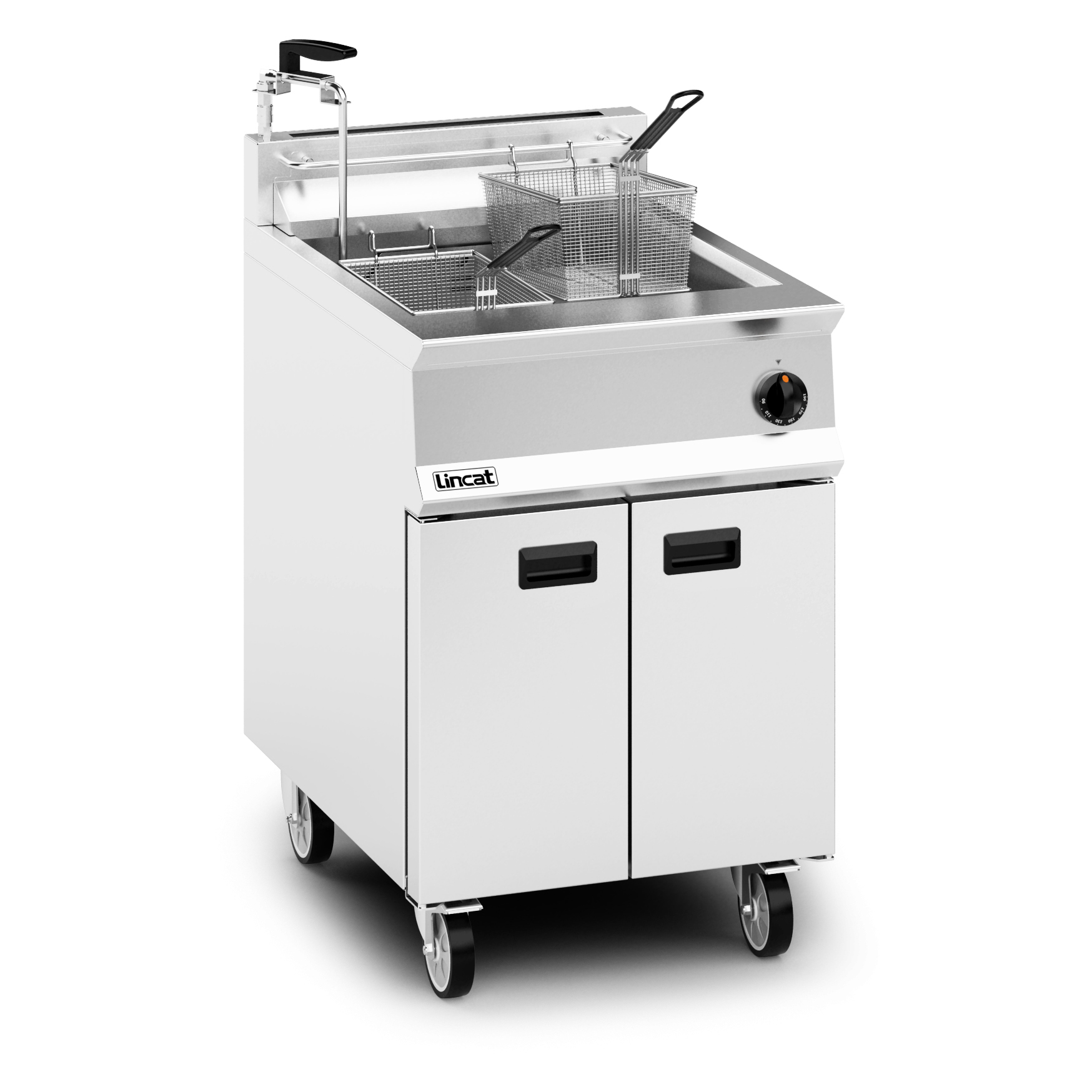 Lincat Opus 800 Natural Gas Free-standing Single Tank Fryer with Pumped Filtration - 2 Baskets - W 600 mm - 30.0 kW