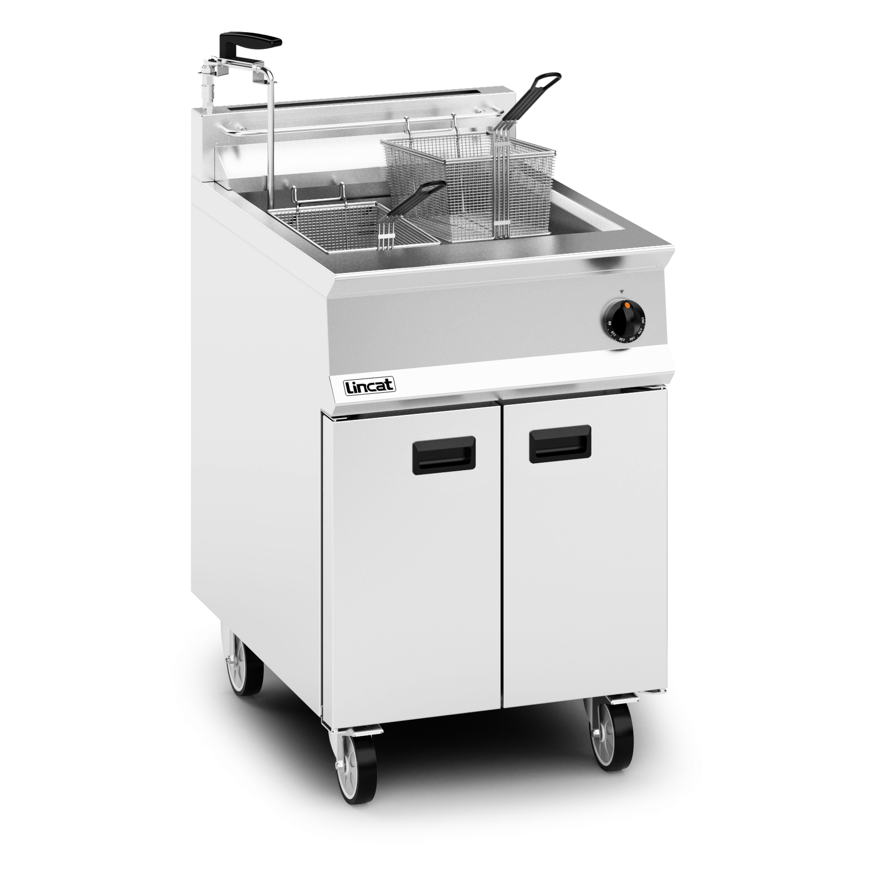 Lincat Opus 800 Propane Gas Free-standing Single Tank Fryer with Pumped Filtration - 2 Baskets - W 600 mm - 30.0 kW - Image 2