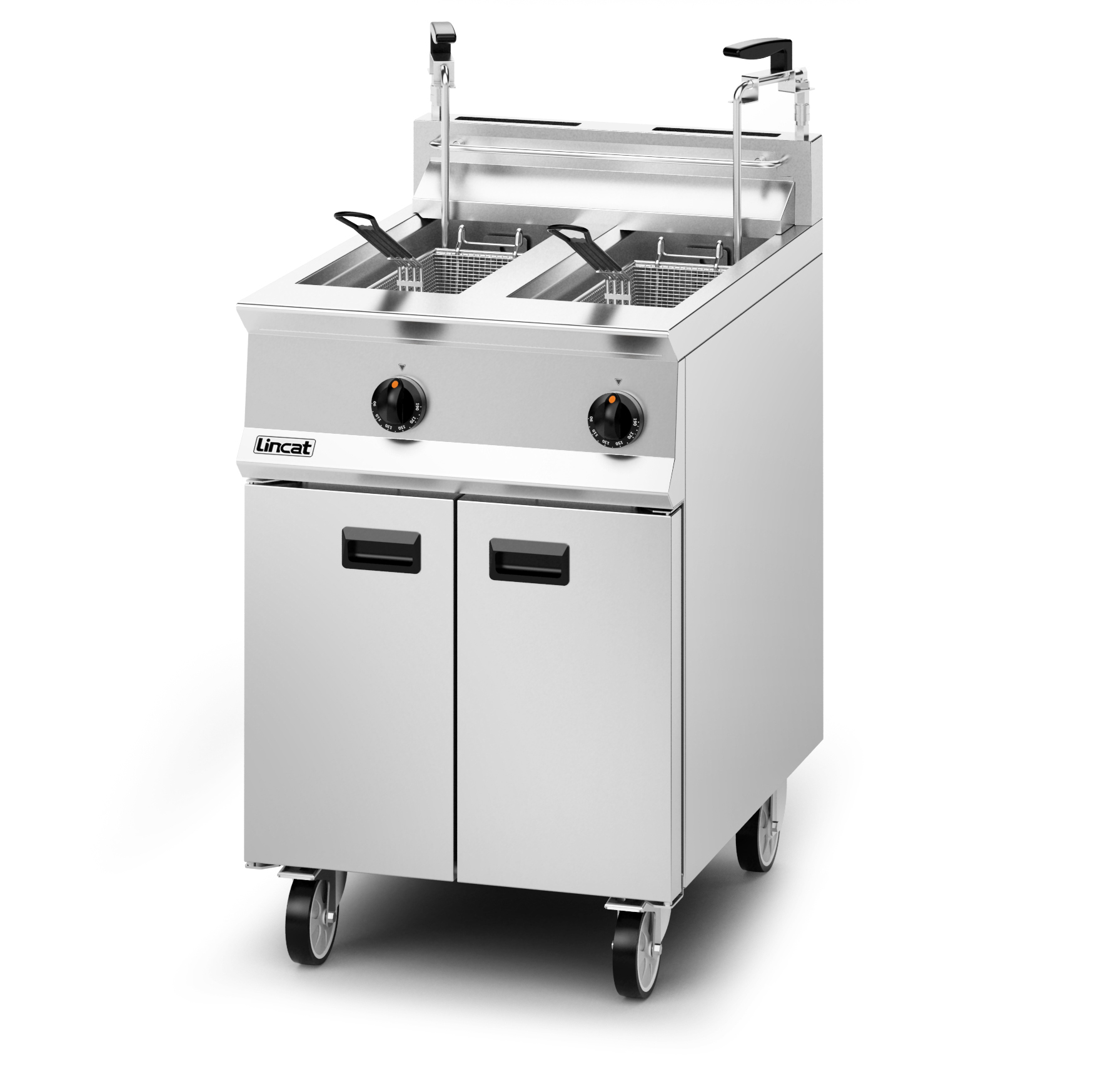 Lincat Opus 800 Natural Gas Free-standing Twin Tank Fryer with Pumped Filtration - 2 Baskets - W 600 mm - 32.0 kW