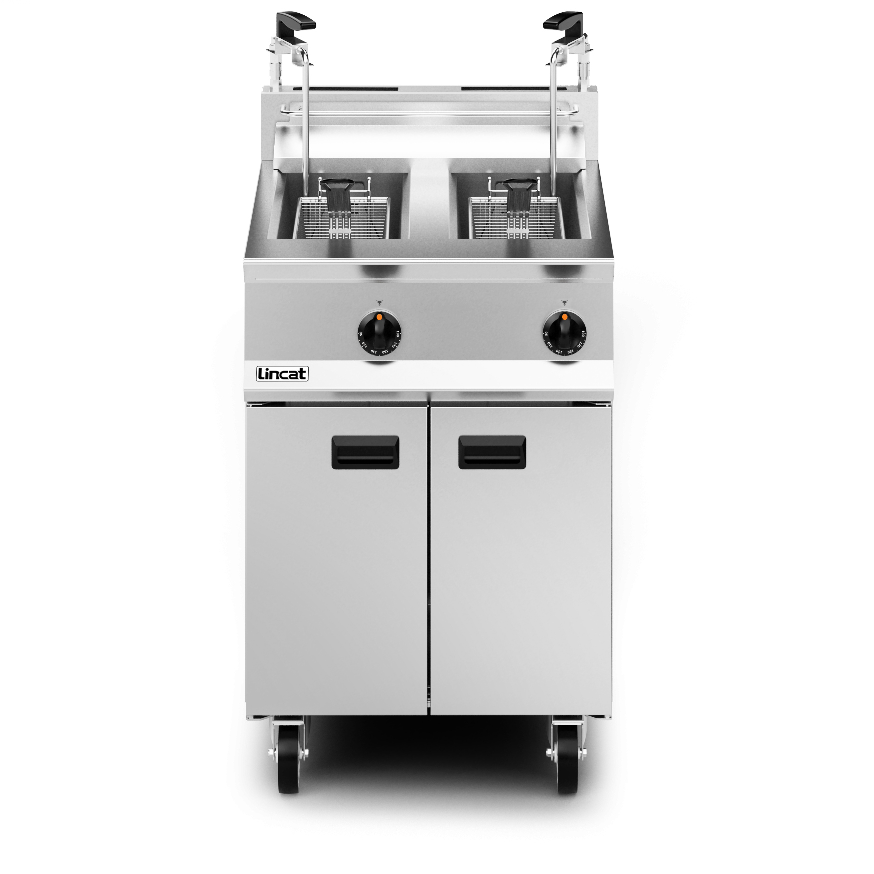 Lincat Opus 800 Natural Gas Free-standing Twin Tank Fryer with Pumped Filtration - 2 Baskets - W 600 mm - 32.0 kW - Image 2