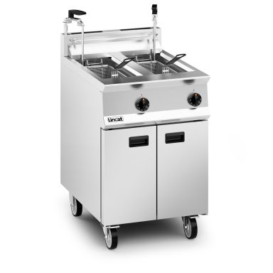 Lincat Opus 800 Propane Gas Free-standing Twin Tank Fryer with Pumped Filtration – 2 Baskets – W 600 mm – 32.0 kW