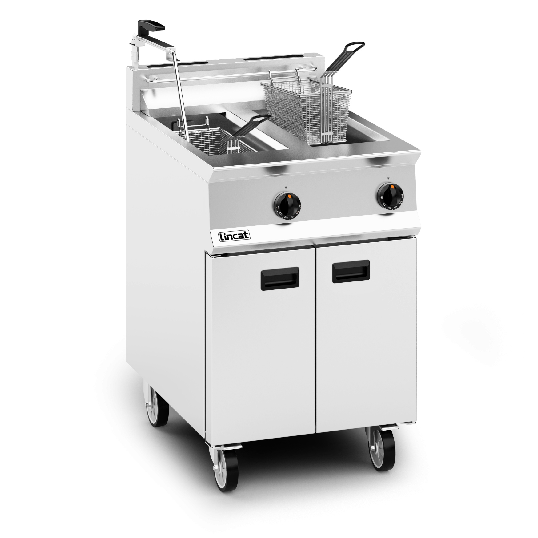 Lincat Opus 800 Propane Gas Free-standing Twin Tank Fryer with Pumped Filtration - 2 Baskets - W 600 mm - 32.0 kW