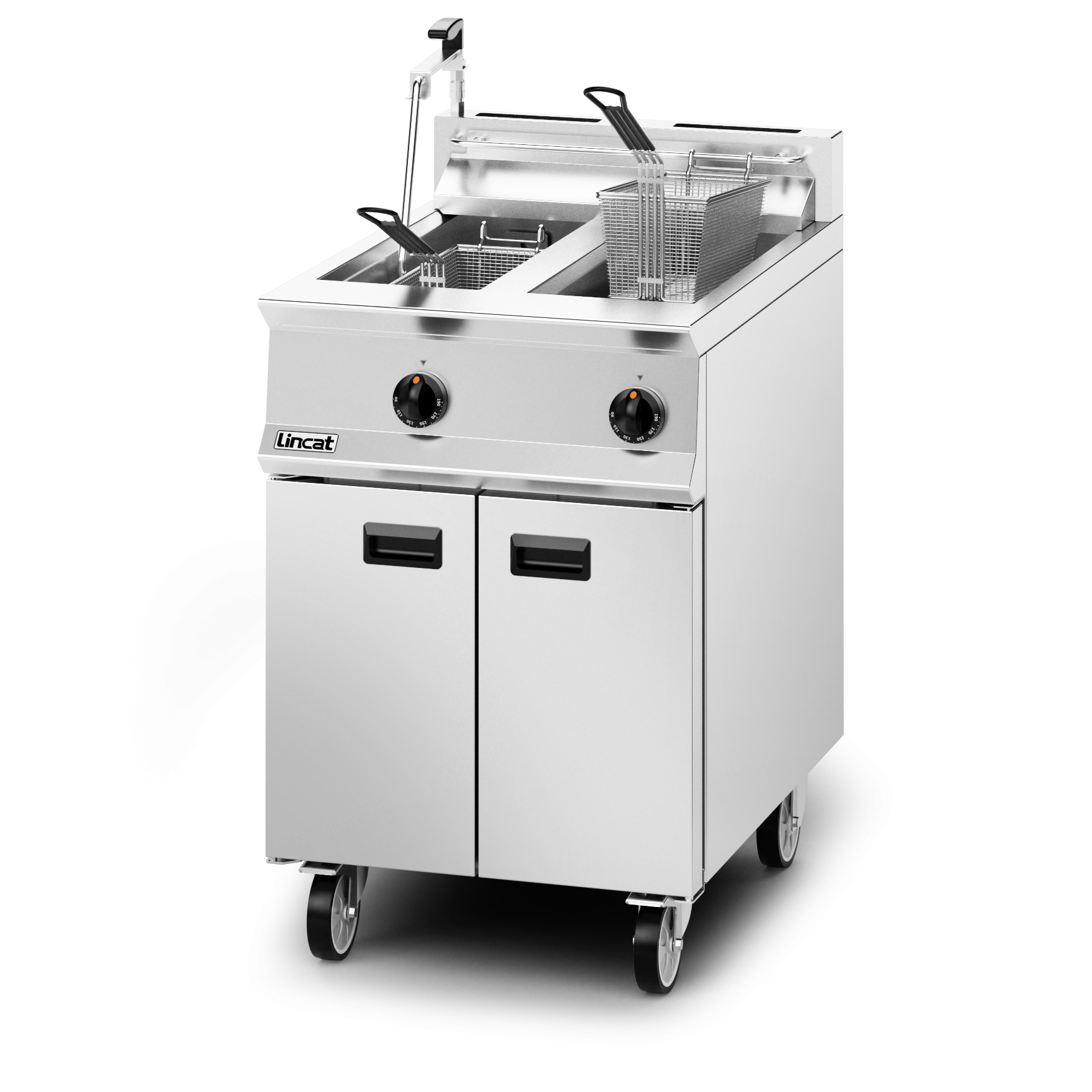 Lincat Opus 800 Propane Gas Free-standing Twin Tank Fryer with Pumped Filtration - 2 Baskets - W 600 mm - 32.0 kW - Image 2