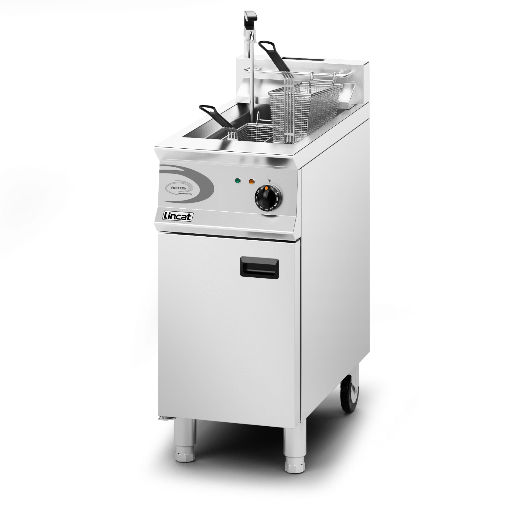 Lincat Opus 800 Propane Gas Free-standing Single Tank Fryer with Pumped Filtration - 2 Baskets - W 400 mm - 22.0 kW - Image 2